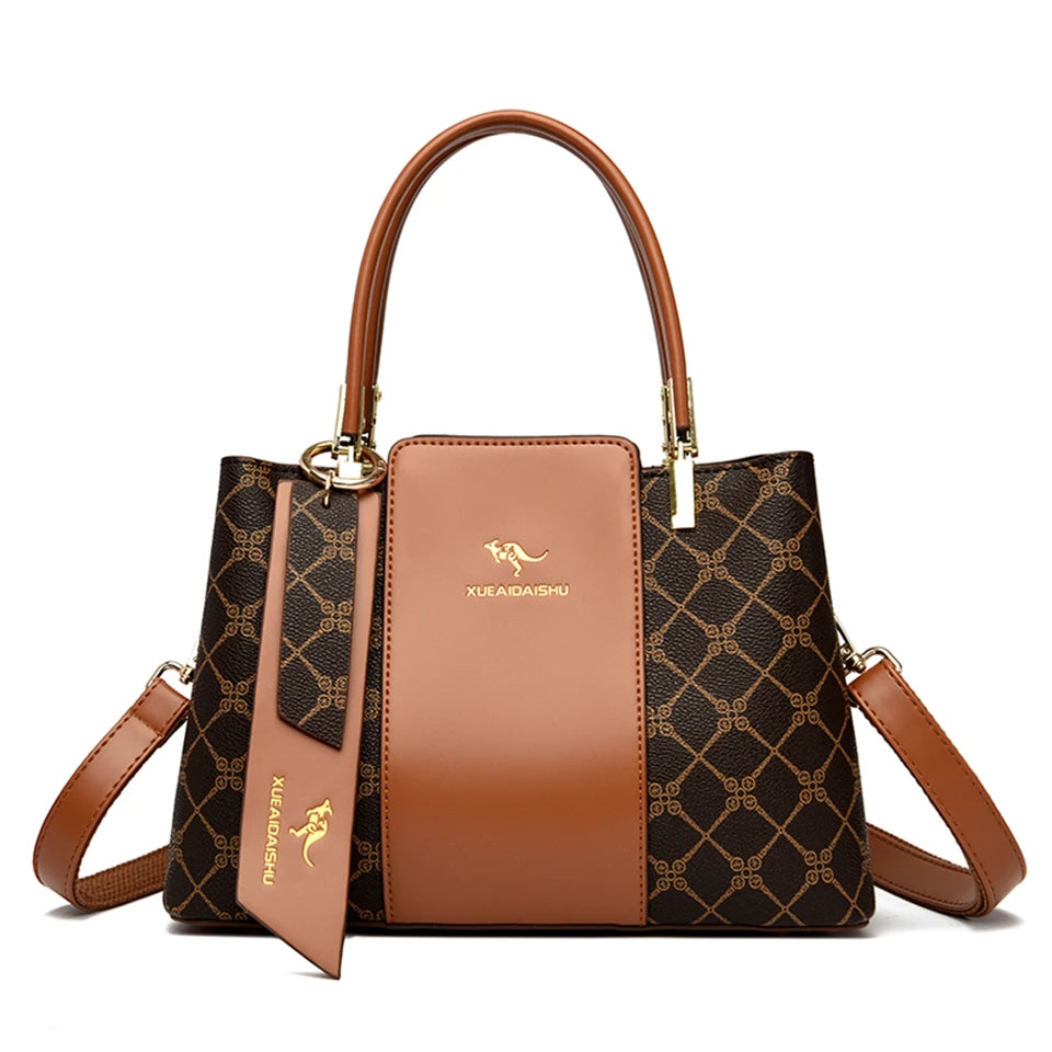 Luxury Handbag Fashion Print Large Capacity Soft Leather Women Shoulder Crossbody Bag Leisure Designer Ladies