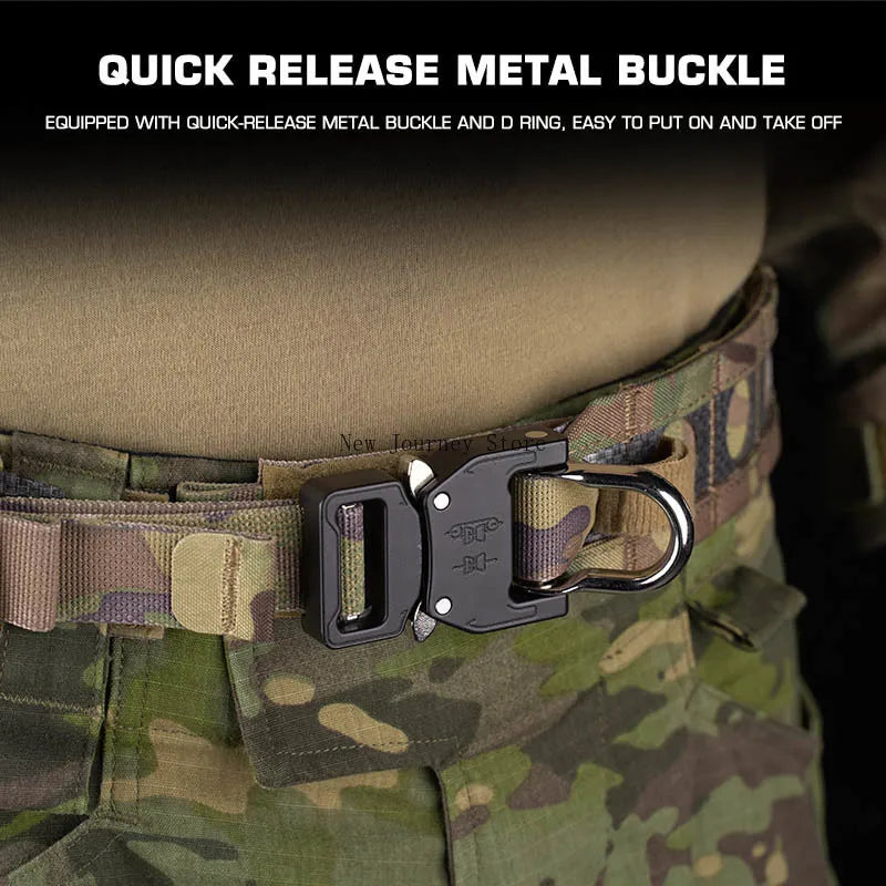 Bison Belt Tactcal Battle 2 Layers Waistbelt Quick Detach Metal D-Ring Buckle MOLLE Hunting Combat Waistband Gear