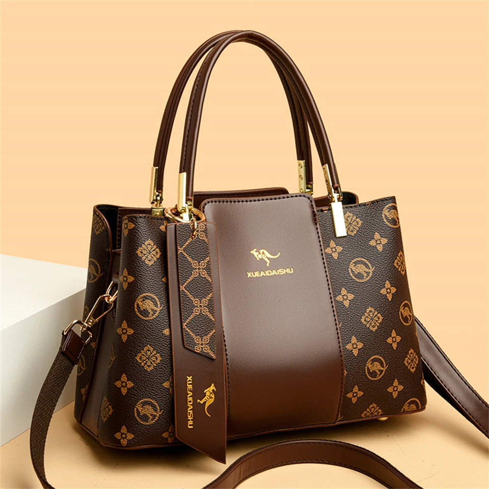 Luxury Handbag Fashion Print Large Capacity Soft Leather Women Shoulder Crossbody Bag Leisure Designer Ladies
