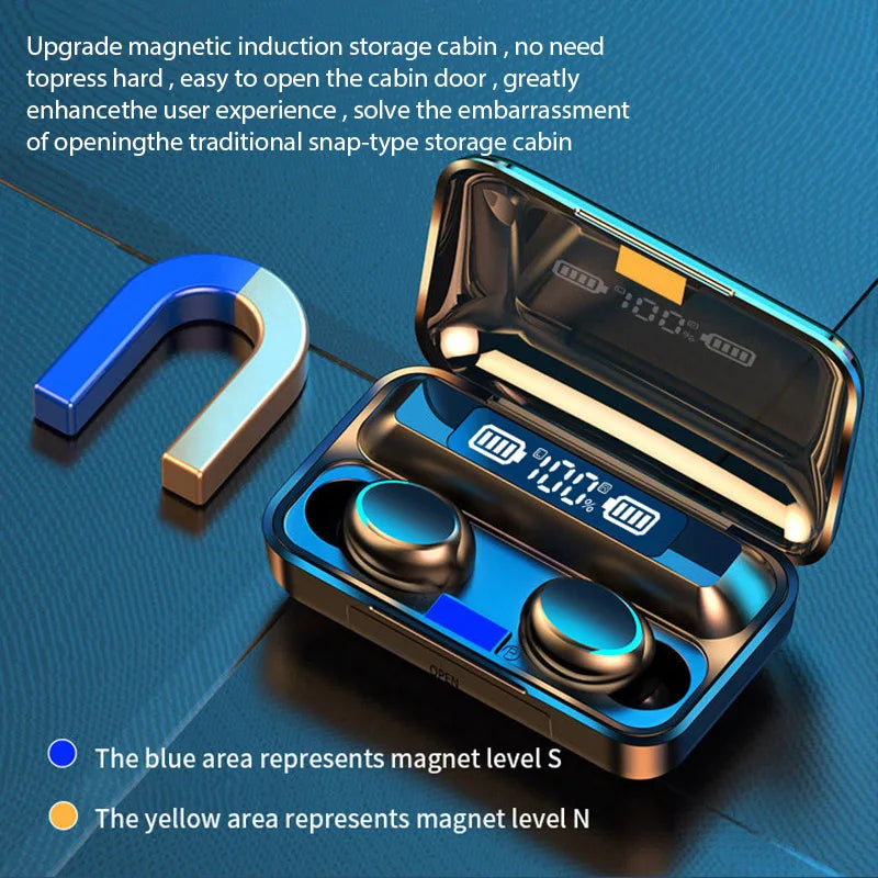 Upgrade TWS Bluetooth Earphones Wireless Headphone 9D Stereo Sports Waterproof Earbuds Headsets With Microphone