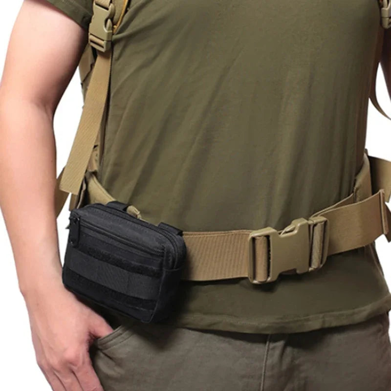 Double Layer EDC Pack Men Tactical Molle Waist Belt Oxford Hip Pouch Fanny Pack Camping Hunting Utility