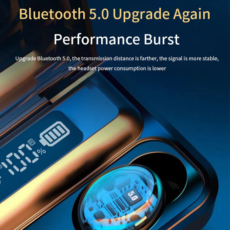 Upgrade TWS Bluetooth Earphones Wireless Headphone 9D Stereo Sports Waterproof Earbuds Headsets With Microphone