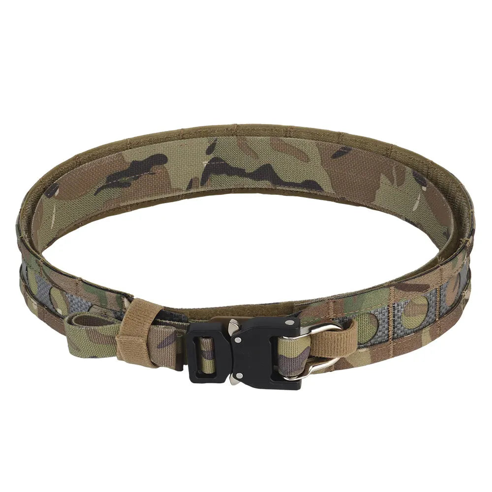 Bison Belt Tactcal Battle 2 Layers Waistbelt Quick Detach Metal D-Ring Buckle MOLLE Hunting Combat Waistband Gear