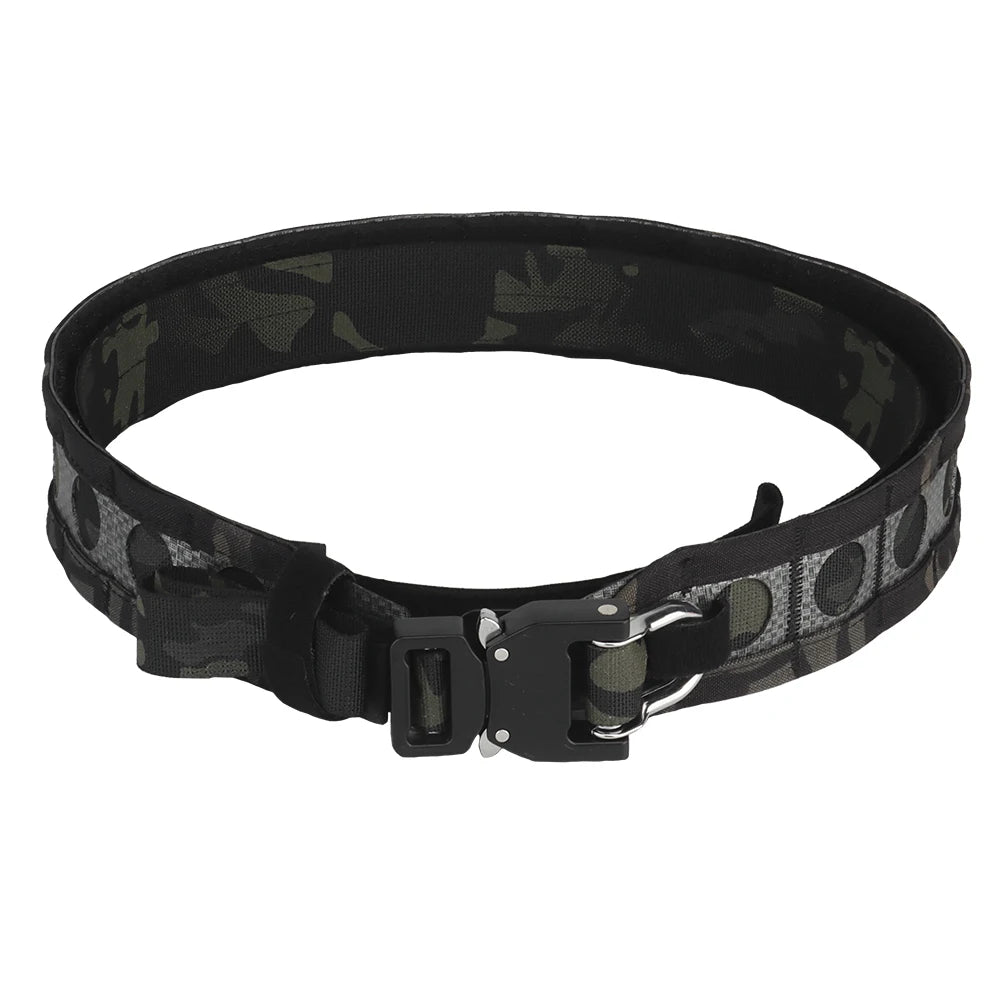 Bison Belt Tactcal Battle 2 Layers Waistbelt Quick Detach Metal D-Ring Buckle MOLLE Hunting Combat Waistband Gear