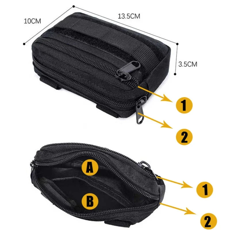 Double Layer EDC Pack Men Tactical Molle Waist Belt Oxford Hip Pouch Fanny Pack Camping Hunting Utility