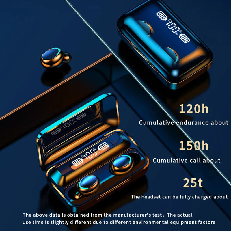 Upgrade TWS Bluetooth Earphones Wireless Headphone 9D Stereo Sports Waterproof Earbuds Headsets With Microphone
