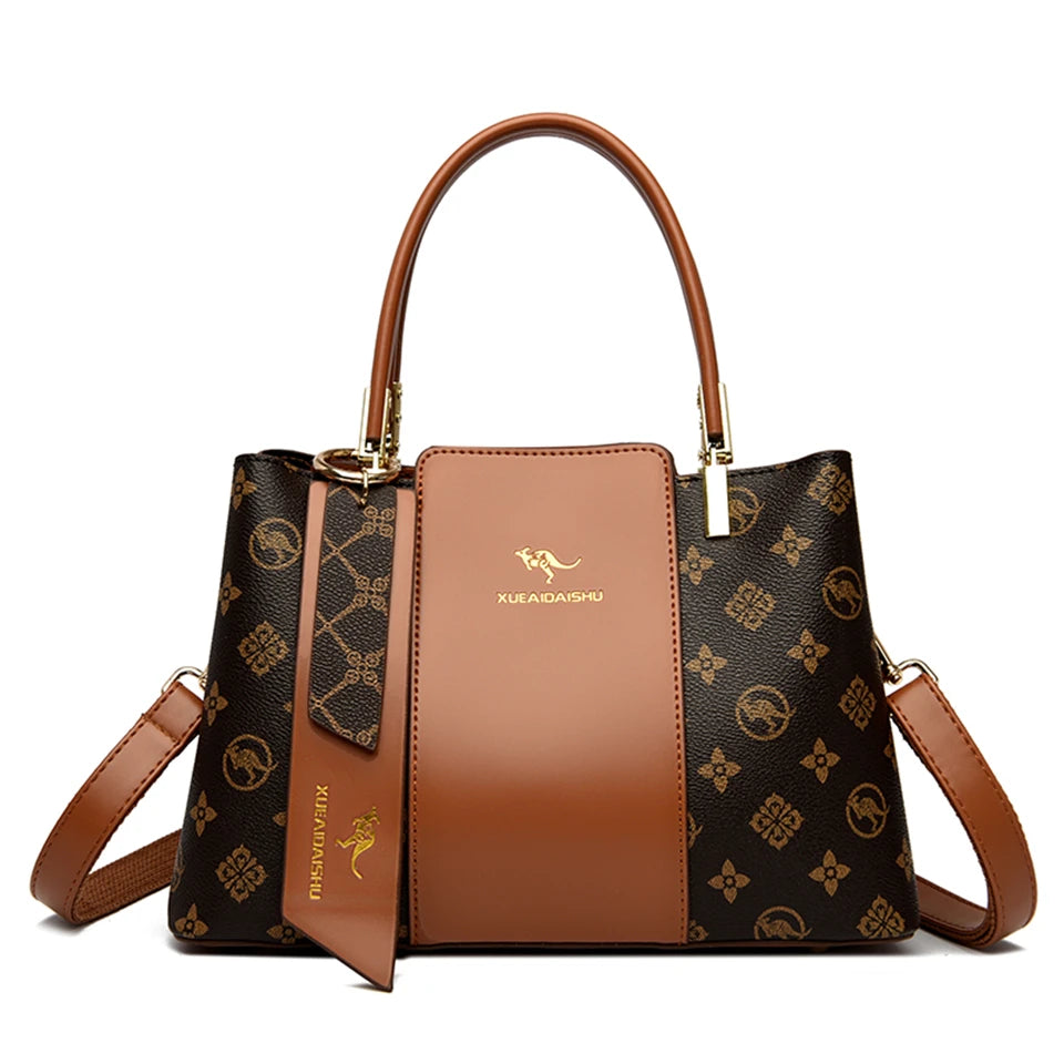 Luxury Handbag Fashion Print Large Capacity Soft Leather Women Shoulder Crossbody Bag Leisure Designer Ladies