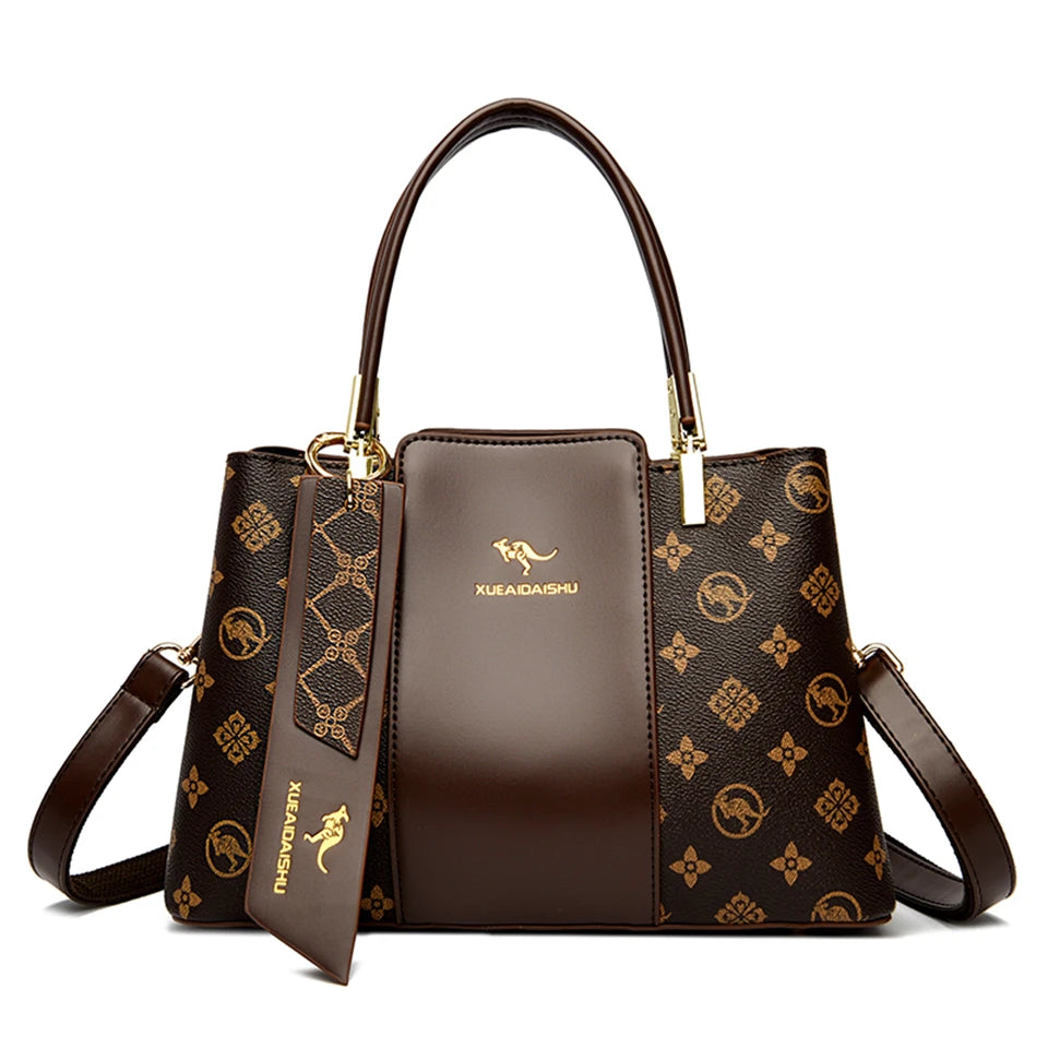 Luxury Handbag Fashion Print Large Capacity Soft Leather Women Shoulder Crossbody Bag Leisure Designer Ladies