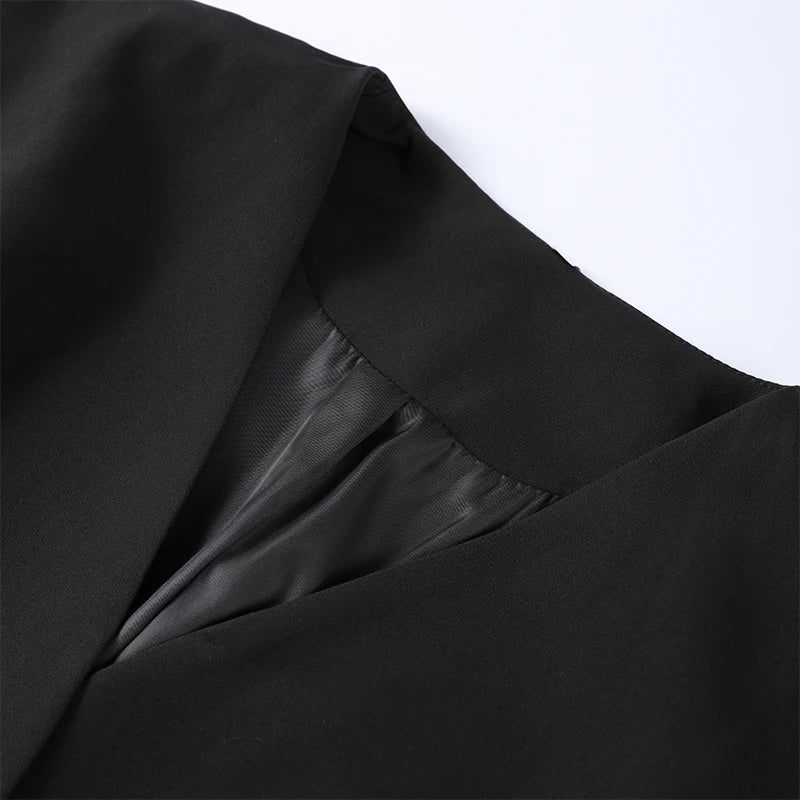 Elegant V-neck Blazers Coat Pants Set Women Solid Single Button Suit Coats Straight Long Trousers 2025 Autumn Office Lady Outfit