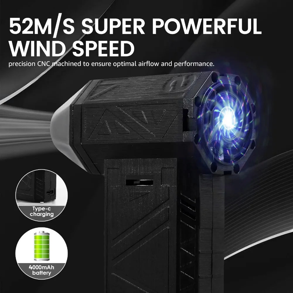 Jet Dry Blower with High Speed Turbofan 130000RPM Powerful Brushless Motor Cordless Handheld Super Jet Fan Blower