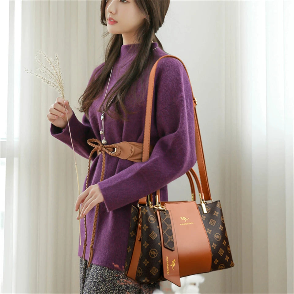 Luxury Handbag Fashion Print Large Capacity Soft Leather Women Shoulder Crossbody Bag Leisure Designer Ladies