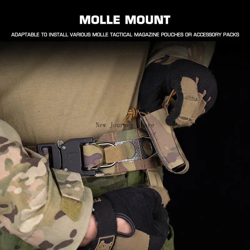 Bison Belt Tactcal Battle 2 Layers Waistbelt Quick Detach Metal D-Ring Buckle MOLLE Hunting Combat Waistband Gear