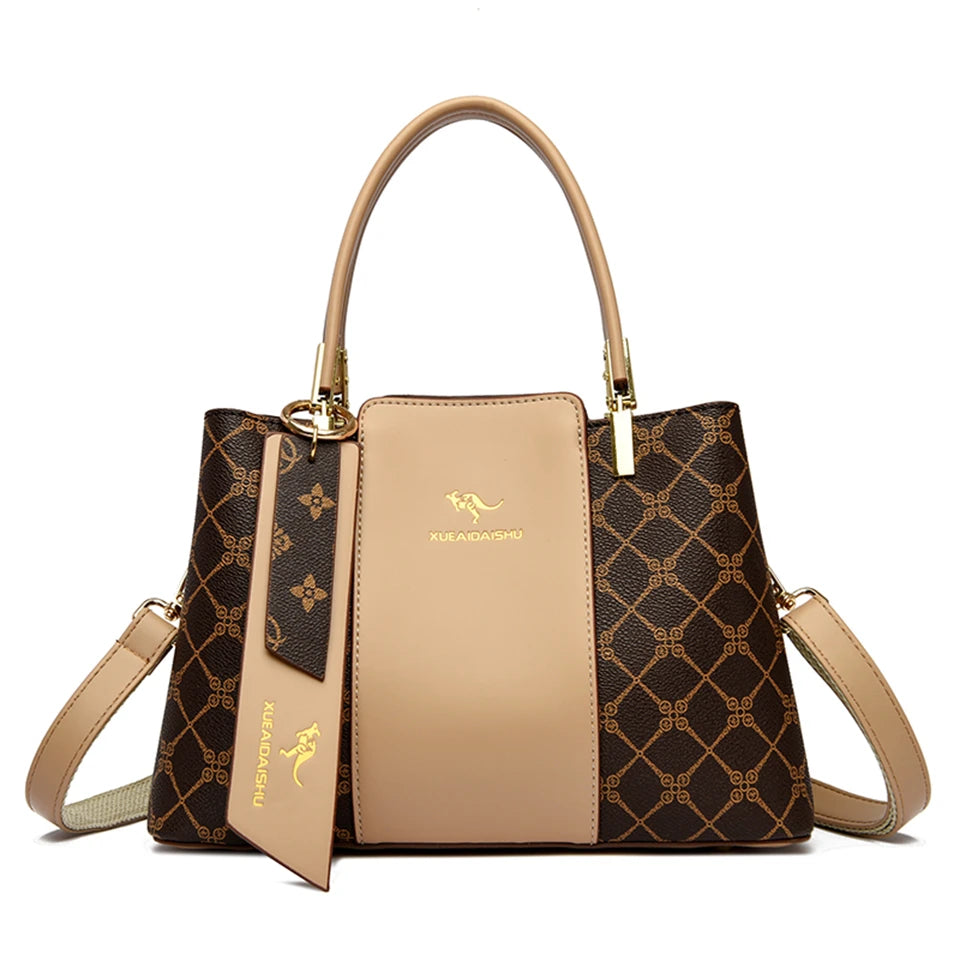Luxury Handbag Fashion Print Large Capacity Soft Leather Women Shoulder Crossbody Bag Leisure Designer Ladies