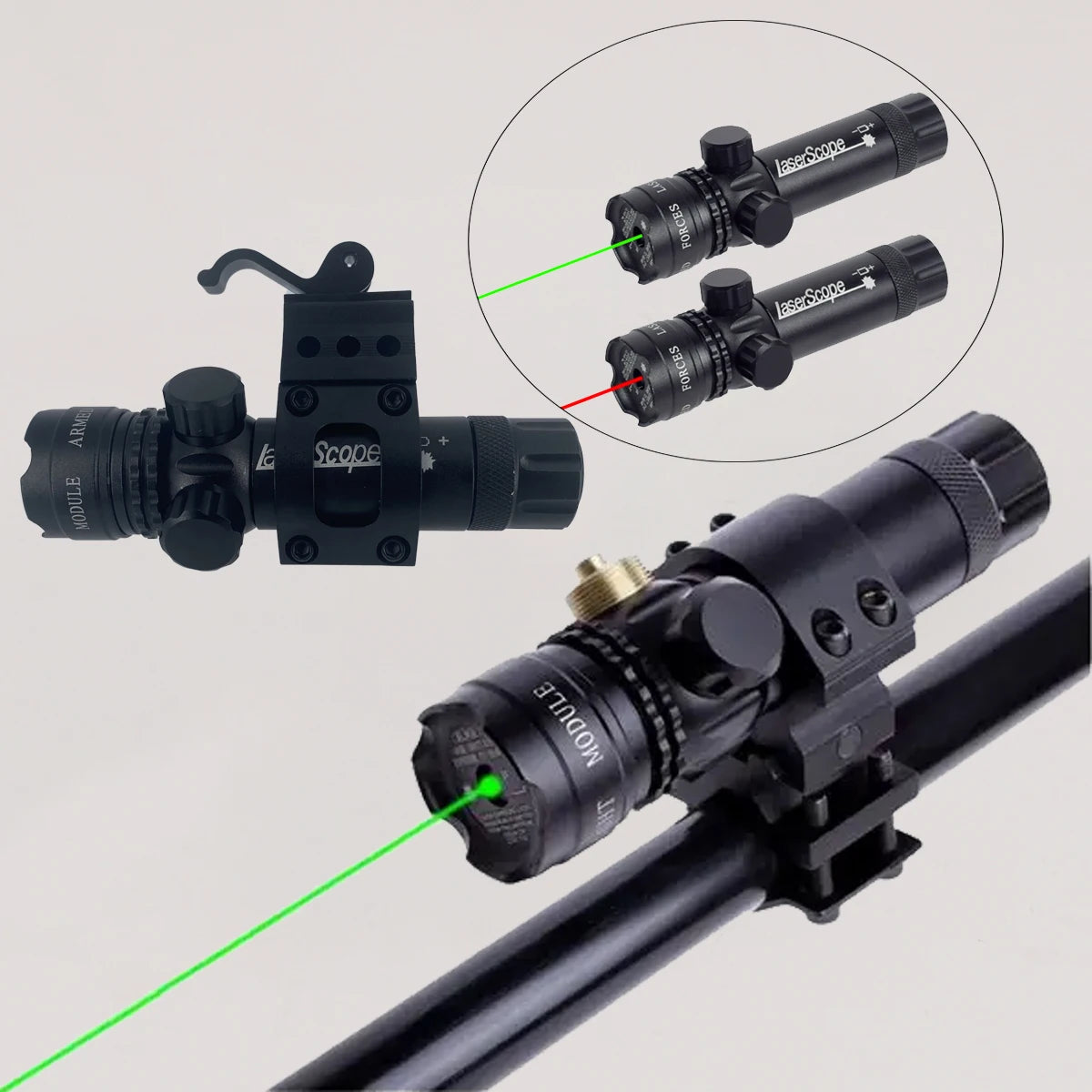 Tactical Rifle Scope Red Green Dot Laser Pointer Barrel Laser Sight 20mm Rail Mount Riflescope