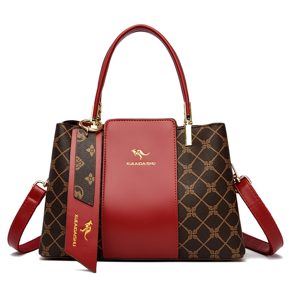 Luxury Handbag Fashion Print Large Capacity Soft Leather Women Shoulder Crossbody Bag Leisure Designer Ladies