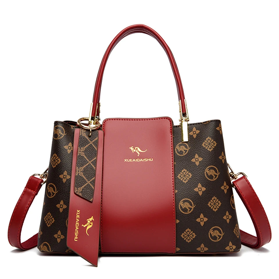 Luxury Handbag Fashion Print Large Capacity Soft Leather Women Shoulder Crossbody Bag Leisure Designer Ladies