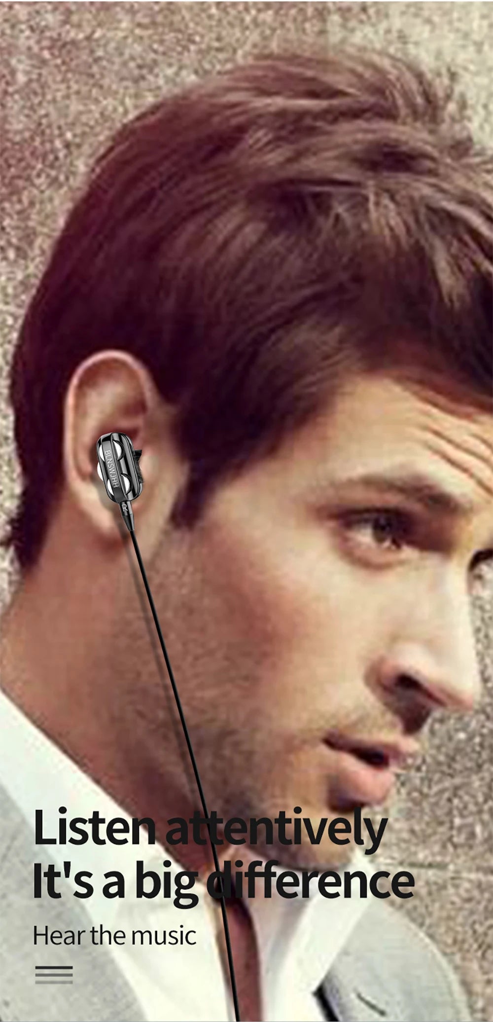 Wired Headphones Noise Canceling In-Ear Sports Earphone Dual Driver Bass Stereo Gaming Headset HiFi Music Earbuds With Mic