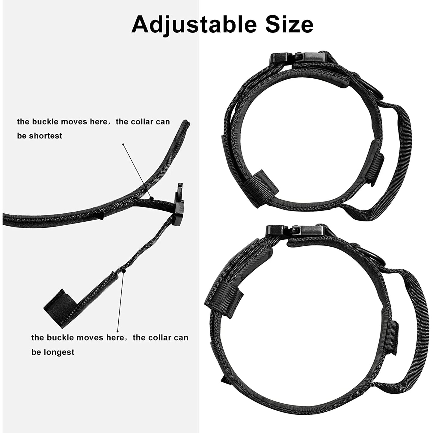 Tactical Dog Collar, Adjustable Military Training Nylon Dog Collar with Control Handle Heavy Metal Buckle for Medium and Lar