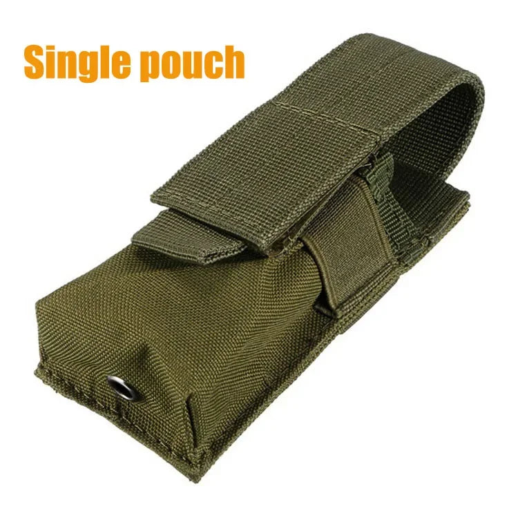 9mm Pistol Magazine Pouch Tactical Double Molle Belt Dual Mag Bag Flashlight Holder Attachment