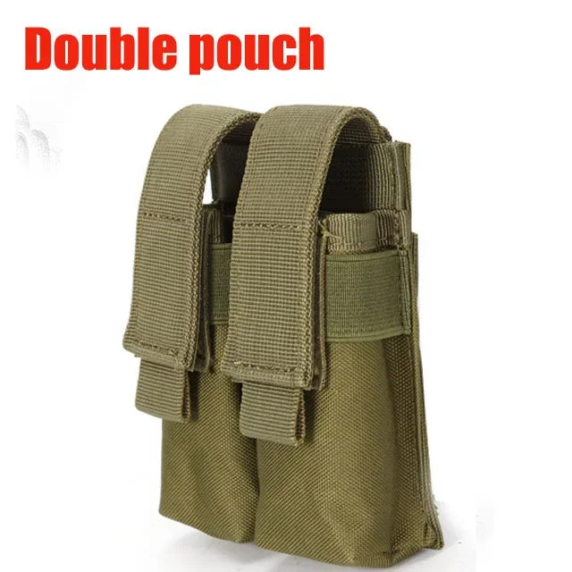 9mm Pistol Magazine Pouch Tactical Double Molle Belt Dual Mag Bag Flashlight Holder Attachment