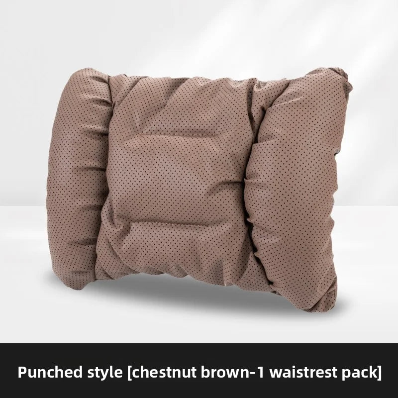 Soft Nappa Leather Car Headrest Neck Support Seat Lumbar Support Cushion Car Punched Neck Pillow Waist Pillows
