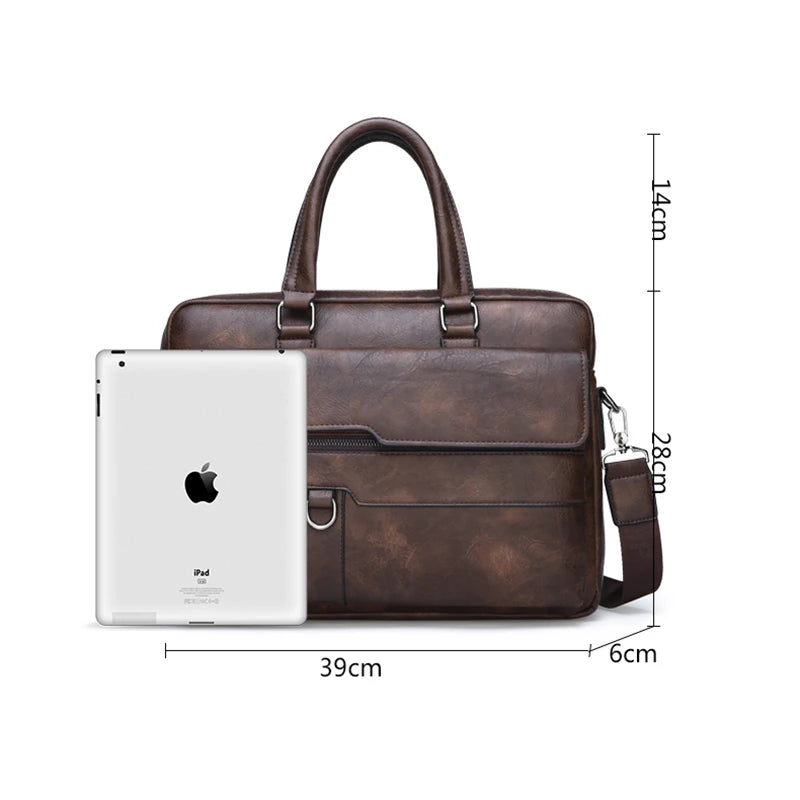 Multiple Pockets Briefcase Men's Large Capacity Office Shoulder Bag Waterproof Business Laptop Handbags