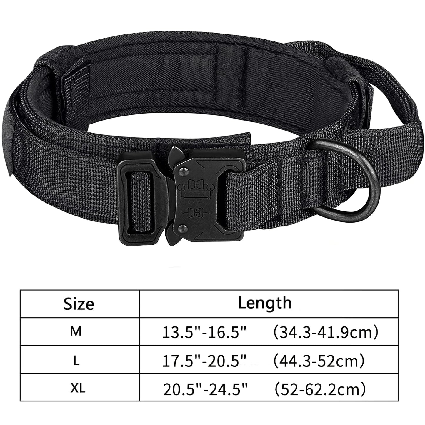 Tactical Dog Collar, Adjustable Military Training Nylon Dog Collar with Control Handle Heavy Metal Buckle for Medium and Lar