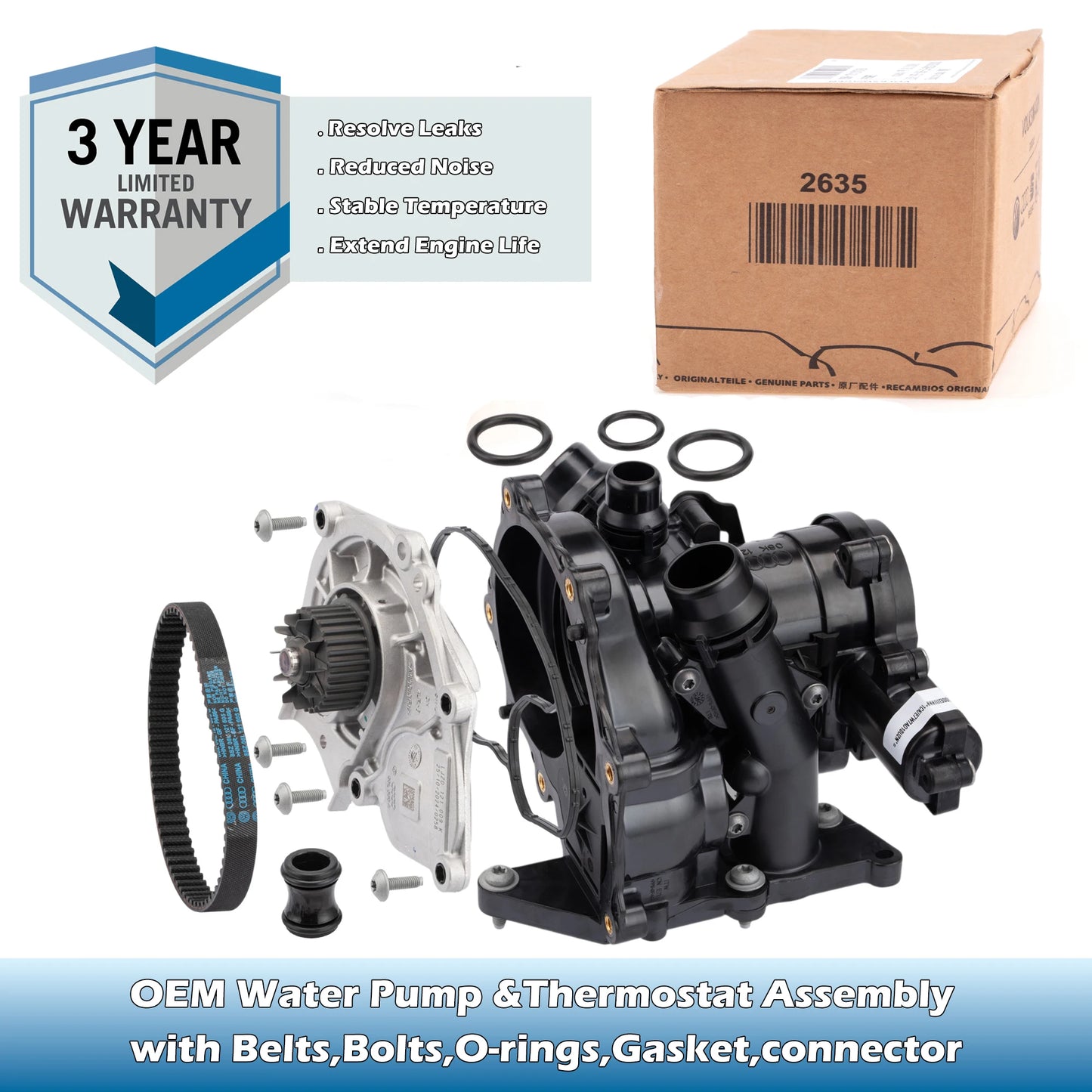OEM EA888 Mk3 Water Pump Thermostat VW,Tiguan,AUDI A3/A4/A5/A6/Q5