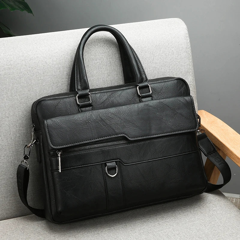 Multiple Pockets Briefcase Men's Large Capacity Office Shoulder Bag Waterproof Business Laptop Handbags