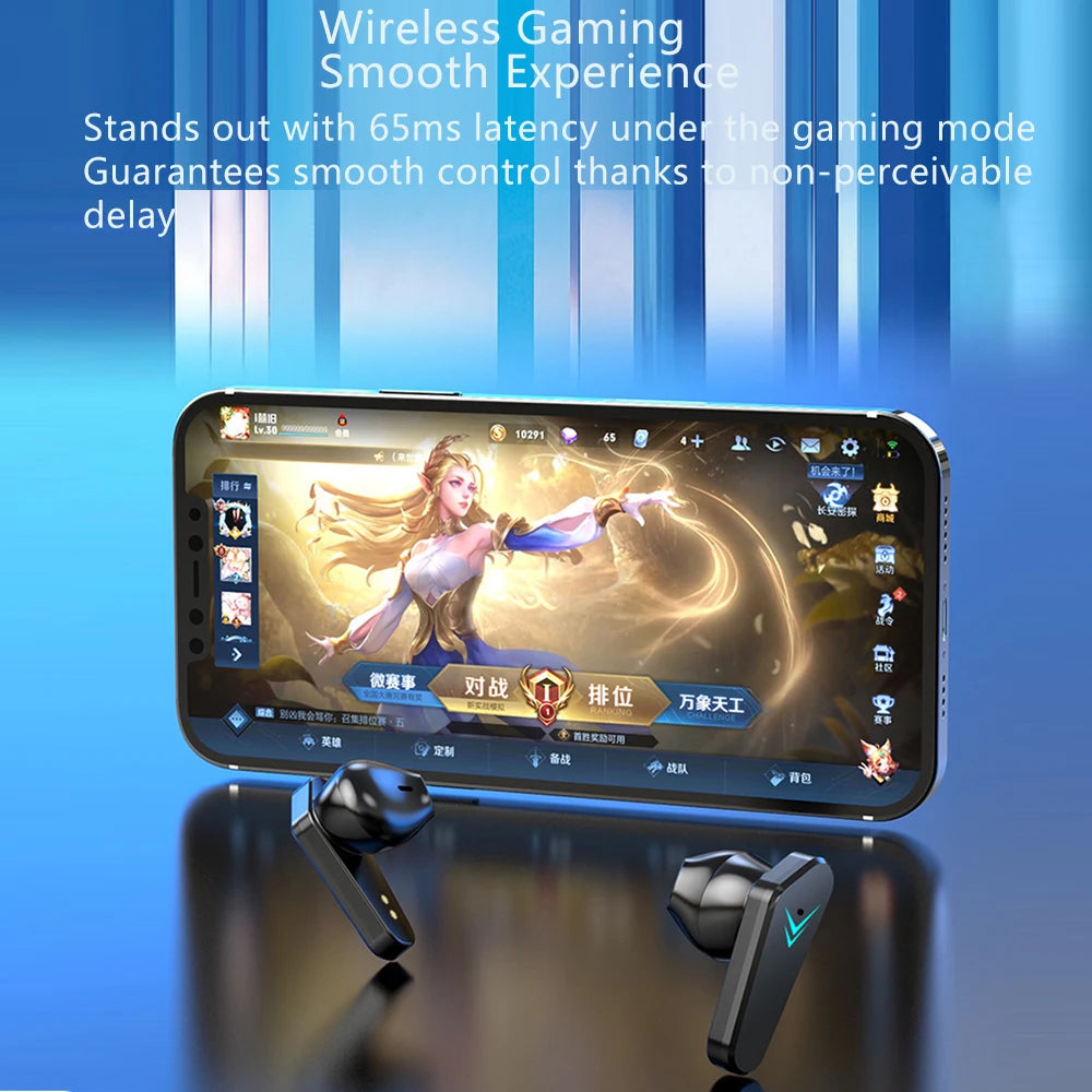 TWS Gaming Earbuds Wireless Bluetooth Earphones Bass Audio Sound Positioning 9D Stereo Music HiFi Headset With Mic