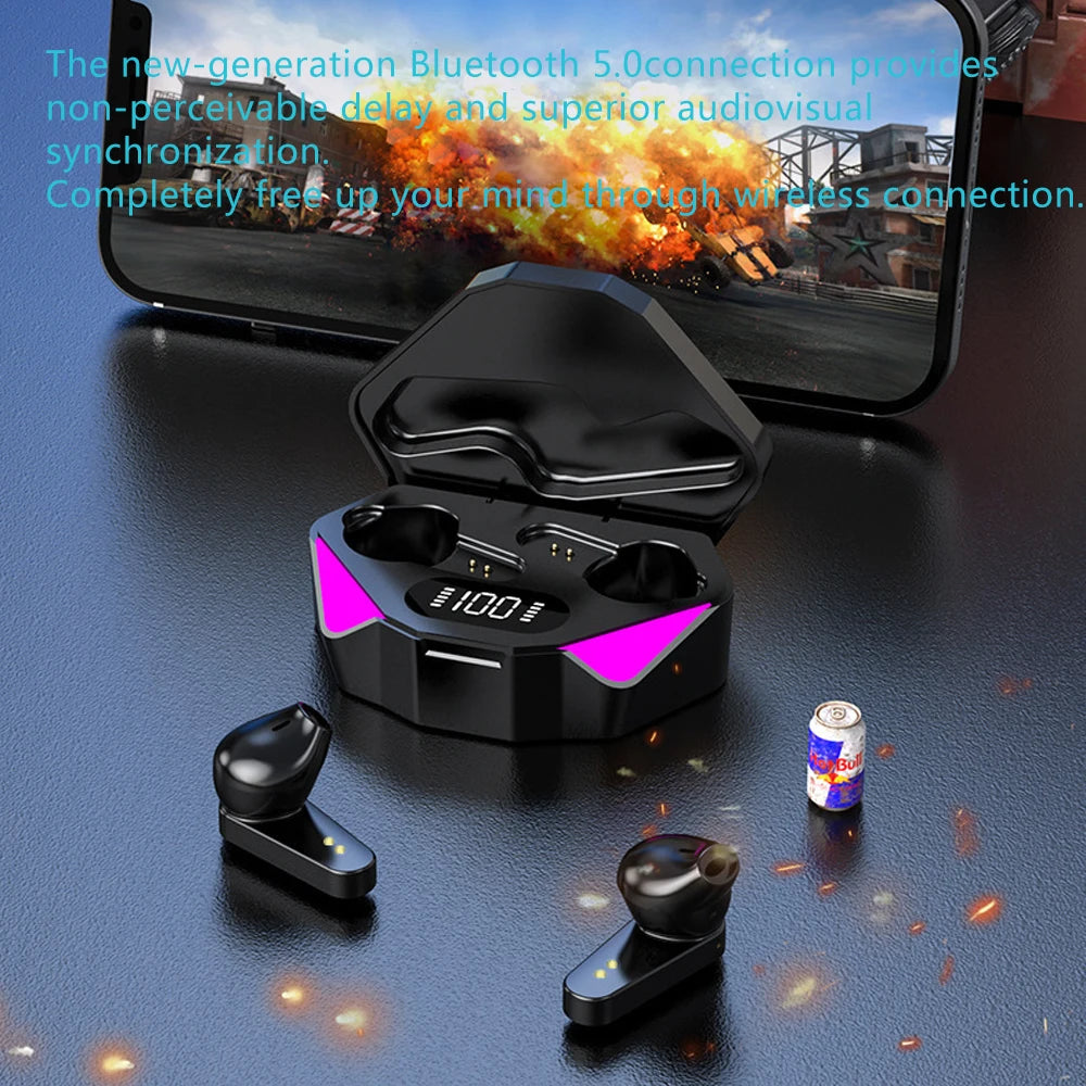 TWS Gaming Earbuds Wireless Bluetooth Earphones Bass Audio Sound Positioning 9D Stereo Music HiFi Headset With Mic