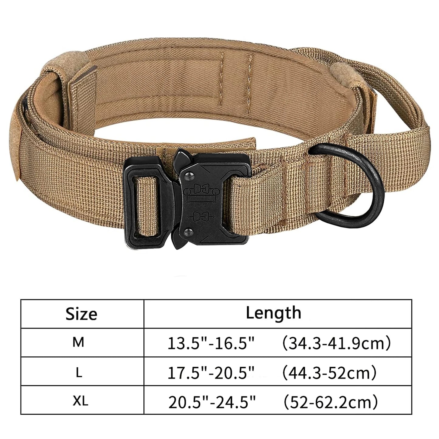 Tactical Dog Collar, Adjustable Military Training Nylon Dog Collar with Control Handle Heavy Metal Buckle for Medium and Lar