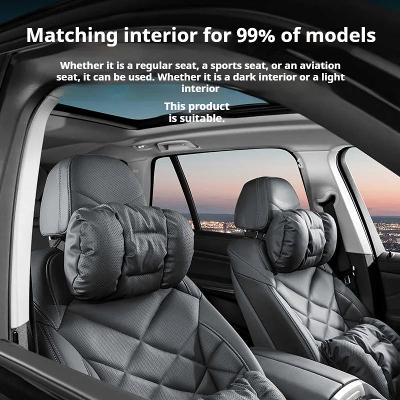 Soft Nappa Leather Car Headrest Neck Support Seat Lumbar Support Cushion Car Punched Neck Pillow Waist Pillows