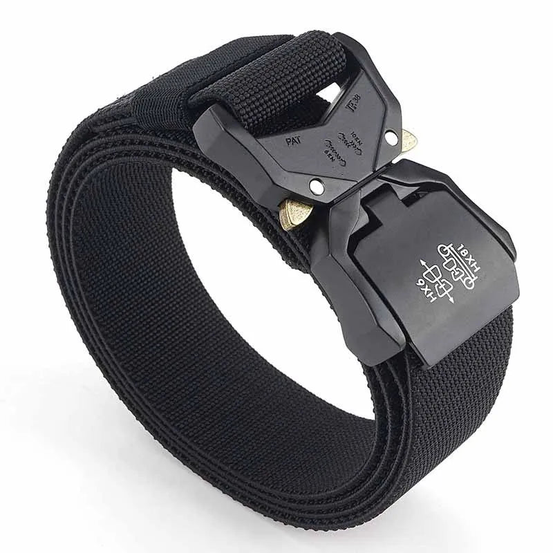 Tactical Belt, Military Hiking 1.5" Work Belt with Heavy Duty Quick Release Buckle New Aluminum Alloy Men's Elastic Belts