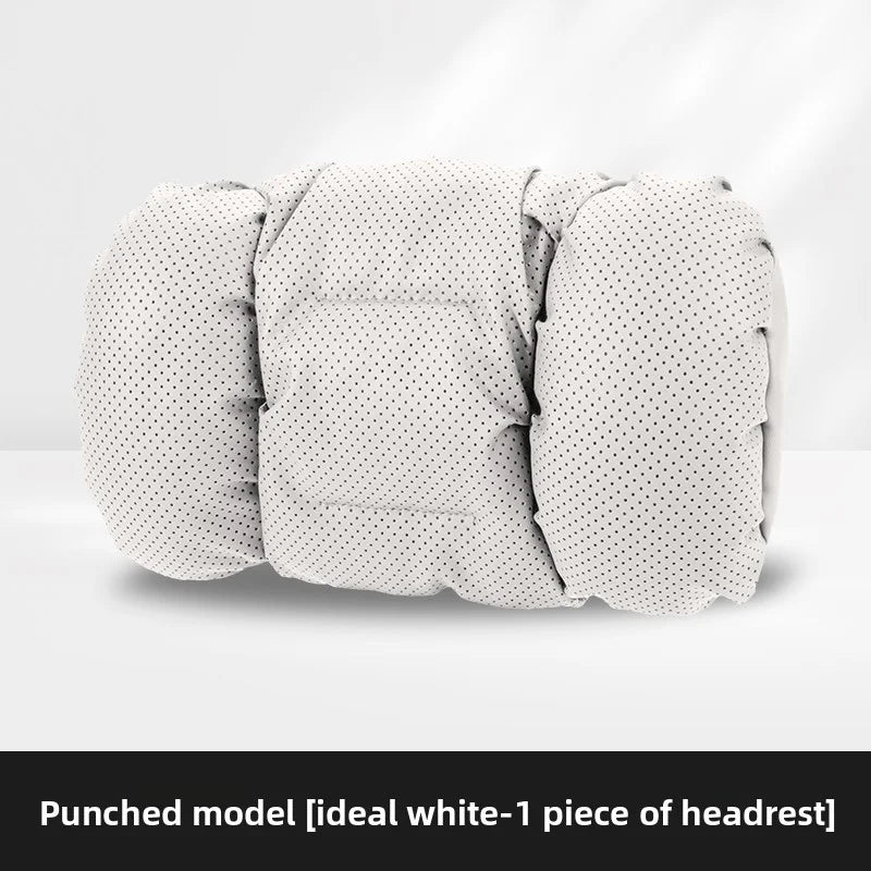 Soft Nappa Leather Car Headrest Neck Support Seat Lumbar Support Cushion Car Punched Neck Pillow Waist Pillows