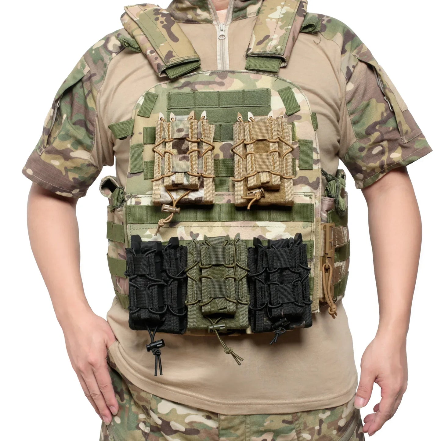 5.56 9mm Molle Magazine Pouch AK AR M4 AR15 Double Decker Magazine Holder Bag Rifle Pistol Mag Holster Vest Pouches