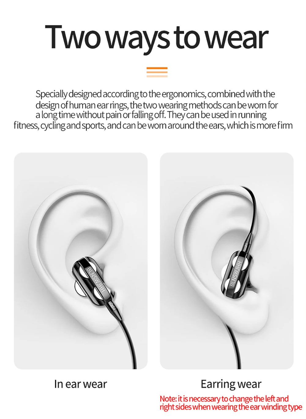 Wired Headphones Noise Canceling In-Ear Sports Earphone Dual Driver Bass Stereo Gaming Headset HiFi Music Earbuds With Mic