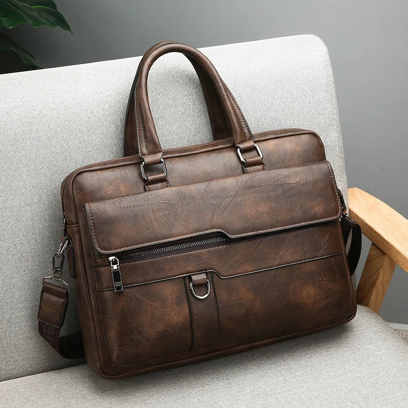 Multiple Pockets Briefcase Men's Large Capacity Office Shoulder Bag Waterproof Business Laptop Handbags