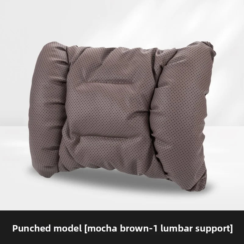 Soft Nappa Leather Car Headrest Neck Support Seat Lumbar Support Cushion Car Punched Neck Pillow Waist Pillows