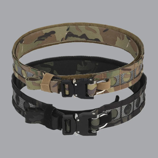 Bison Belt Tactcal Battle 2 Layers Waistbelt Quick Detach Metal D-Ring Buckle MOLLE Hunting Combat Waistband Gear
