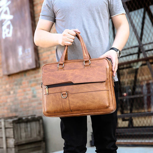 Multiple Pockets Briefcase Men's Large Capacity Office Shoulder Bag Waterproof Business Laptop Handbags