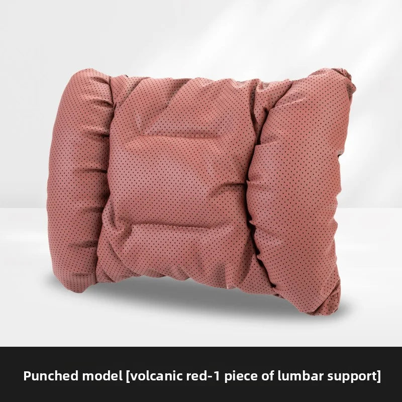 Soft Nappa Leather Car Headrest Neck Support Seat Lumbar Support Cushion Car Punched Neck Pillow Waist Pillows