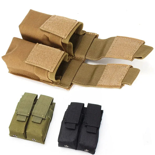 9mm Pistol Magazine Pouch Tactical Double Molle Belt Dual Mag Bag Flashlight Holder Attachment