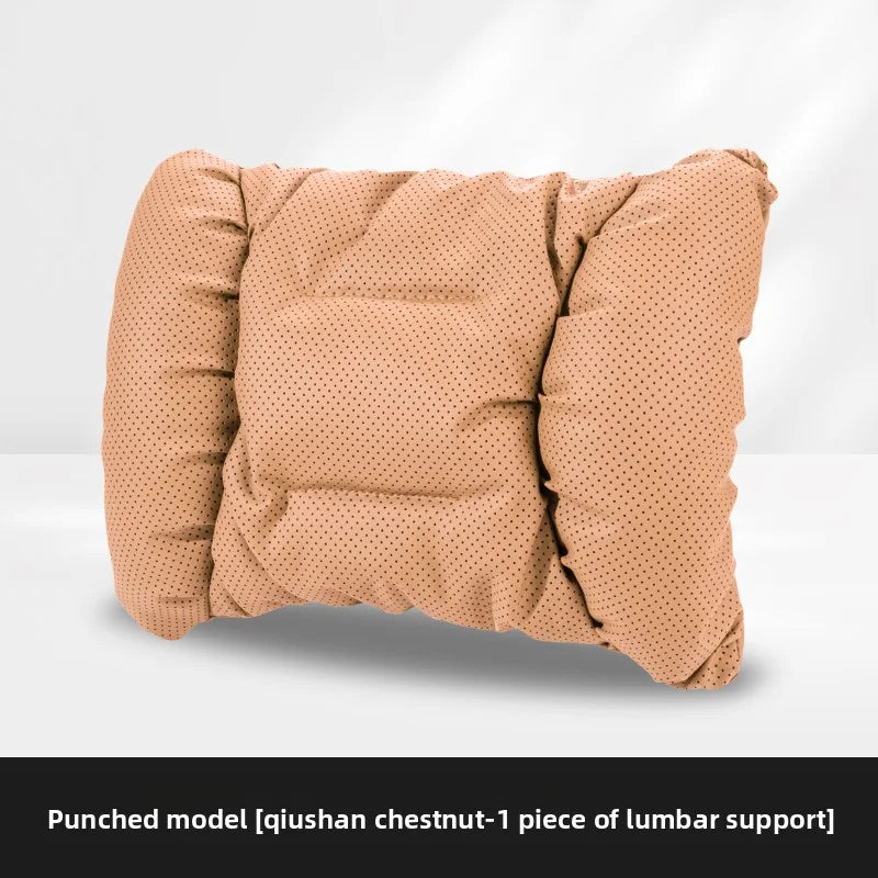 Soft Nappa Leather Car Headrest Neck Support Seat Lumbar Support Cushion Car Punched Neck Pillow Waist Pillows