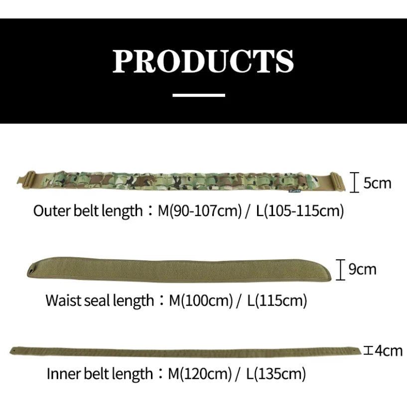 Tactical Belt 3 IN 1 Laser Cut Quick Release Buckle MOLLE Combat Shooting Belt with Inner Belt & Back Support Pad