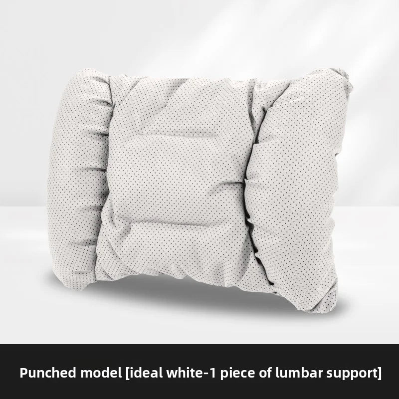 Soft Nappa Leather Car Headrest Neck Support Seat Lumbar Support Cushion Car Punched Neck Pillow Waist Pillows