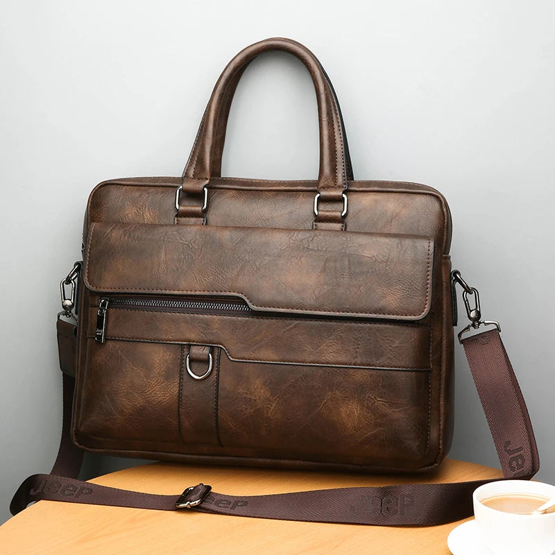 Multiple Pockets Briefcase Men's Large Capacity Office Shoulder Bag Waterproof Business Laptop Handbags