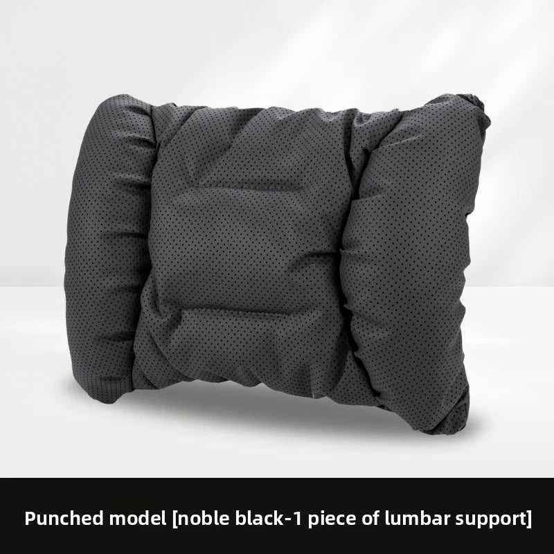 Soft Nappa Leather Car Headrest Neck Support Seat Lumbar Support Cushion Car Punched Neck Pillow Waist Pillows