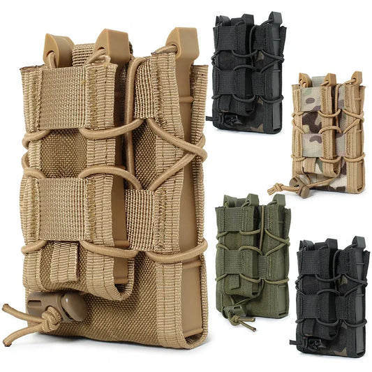 5.56 9mm Molle Magazine Pouch AK AR M4 AR15 Double Decker Magazine Holder Bag Rifle Pistol Mag Holster Vest Pouches
