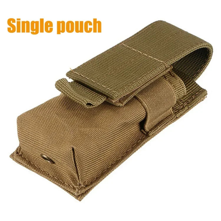 9mm Pistol Magazine Pouch Tactical Double Molle Belt Dual Mag Bag Flashlight Holder Attachment